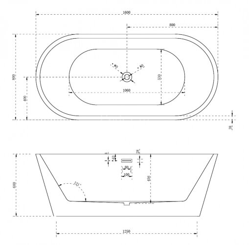 Акриловая ванна ABBER AB9203-1.6