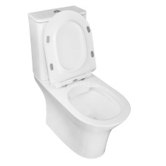 Унитаз-компакт Azario FRETTA ROUND 650х340х770 напольный, безободковый, со смывным механизмом Geberi