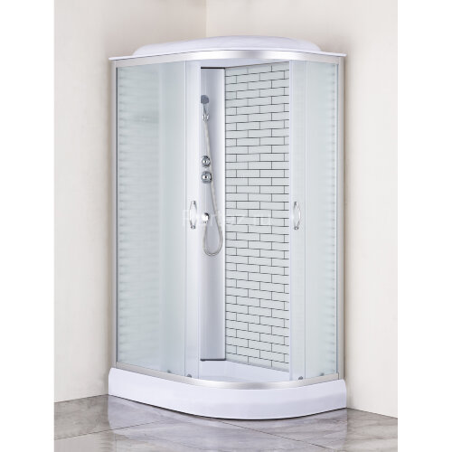 Душевая кабина Loranto 120х80х215 левосторонняя, поддон 13см, белый кирпичный узор, матовое стекло 4мм, профиль хром (CS6612013LFW120)
