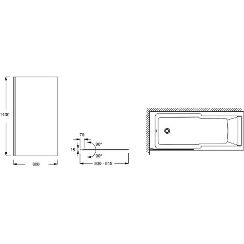 Шторка для ванны распашная Jacob Delafon Struktura 80х140 цвет профиля черный (E6D042-BL)