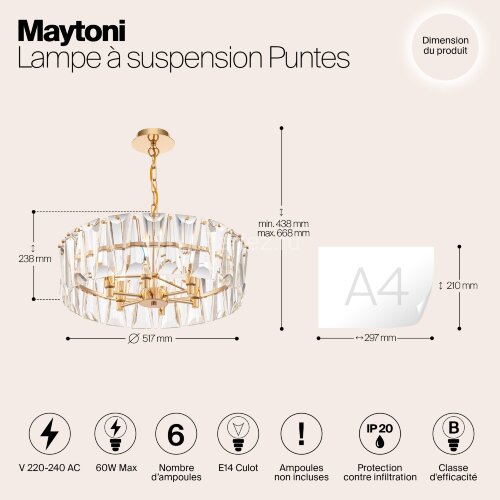 Подвесная люстра Maytoni MOD043PL-06G