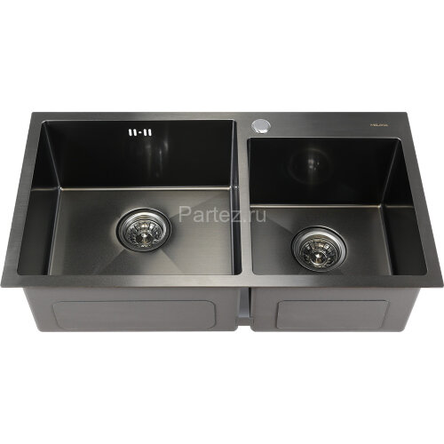 Мойка 7843 MELANA ProfLine 3,0/220 САТИН ГРАФИТ 2-я чаша, врезная прямоугольная S7843HB