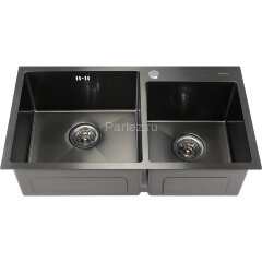 Мойка 7843 MELANA ProfLine 3,0/220 САТИН ГРАФИТ 2-я чаша, врезная прямоугольная S7843HB