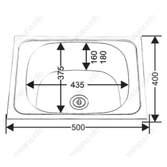 Мойка 5040 MELANA 0,4/160 накладная прямоугольная (091 t *20)