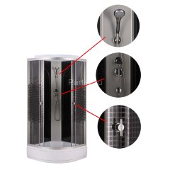 Душевая кабина Loranto 100x100x215 поддон 13 см, 4 мм прозрачное стекло с рисунком &quot;мозайка&quot; (CS-1000-13ТМ/М)