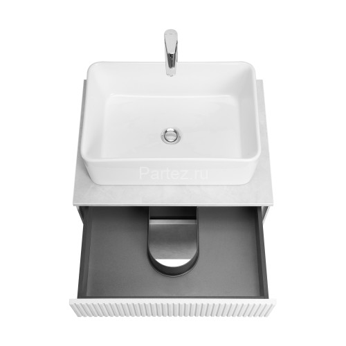 Тумба под раковину AQUATON Марбл 60 600х460х530 подвесная, Слэйт/Белый матовый (1A276101MH4C0)