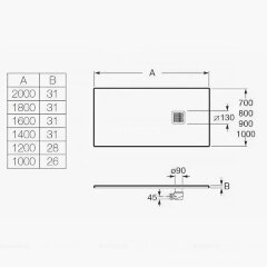 Душевой поддон Roca TERRAN 1200x900 с сифоном и решеткой, черный (AP1014B038401400)