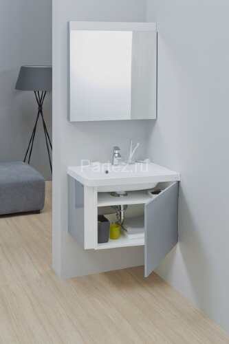 Тумба под раковину Ravak SD 10° 55 L, подвесная, левая, cерый глянец