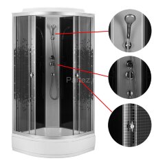 Душевая кабина Loranto 90x90x215 поддон 25 см, 4 мм прозрачное стекло с рисунком &quot;мозайка&quot; (CS-900-25ТМ/М)