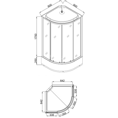 Душевая кабина Loranto 90x90x215 поддон 25 см, 4 мм прозрачное стекло с рисунком "мозайка" (CS-900-25ТМ/М)