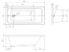 Ванна пристенная Loranto Novaro La 1500х700, ABS пластик, белая (CS00078466)