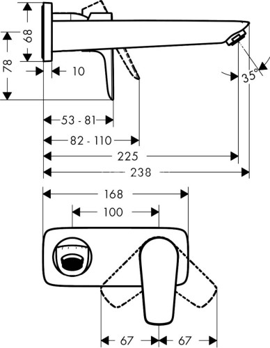 Hansgrohe 71734000 Talis E Смеситель для раковины, однорычажный, СМ, излив 225 мм