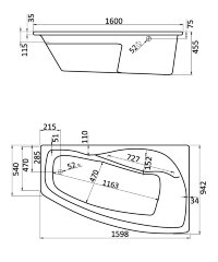 Ванна акриловая Santek МАЙОРКА XL асимметричная 160х95 правосторонняя белая