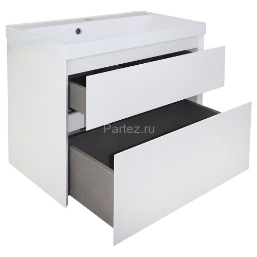 Комплект тумба Azario Velluto 70 700х450х660 подвесная, с раковиной Slim 70, белый матовый (CS000886