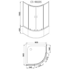 Душевое ограждение Loranto 90х90х195, поддон 40 см (CS-8020S)