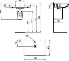 Раковина Ideal Standard CONNECT AIR Cube 60 см, белая (E074201)