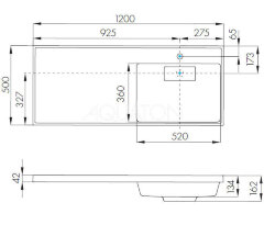 Раковина - столешнца AQUATON Лондри 1200 белая, правая (1A72243KLH010)