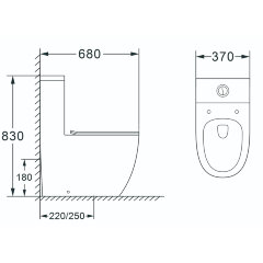 Унитаз-моноблок AZARIO MORANO 680x370х830 напольный, безободковый в комплекте с сиденьем микролифт,
