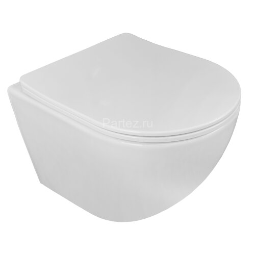 Унитаз подвесной Loranto ESTER 360х485х320 с системой смыва "Tornado", в комплекте с быстросъемным с