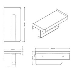 Бумагодержатель AZARIO ALTRE с полкой для телефона, хром (AZ688)