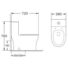 Унитаз-моноблок AZARIO SINTO 720х390х765 напольный, в комплекте с сиденьем дюропласт микролифт, белы