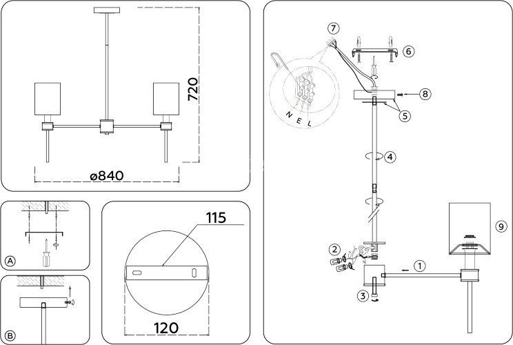 Потолочная люстра Ambrella LH72373
