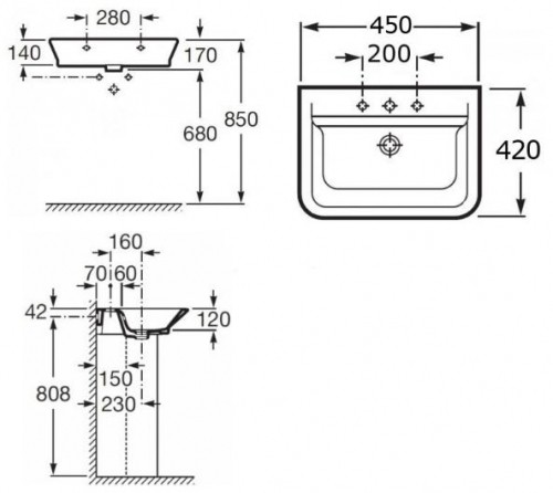 Мини-раковина Roca THE GAP ORIGINAL 450 мм (7.3274.7.700.0)