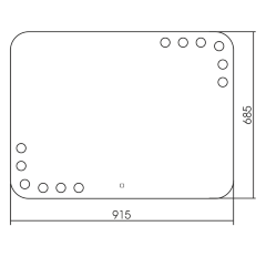 Зеркало AZARIO Эмбер 915х685 c подсветкой и диммером, сенсорный выключатель, 12 ламп к вомплекте (LE