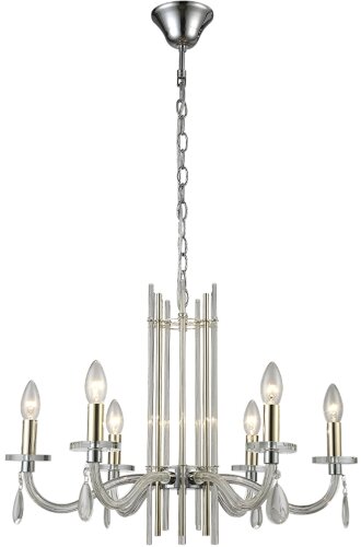 Подвесная люстра Crystal Lux AURELIO SP6 GOLD+CHROME/TRANSPARENT