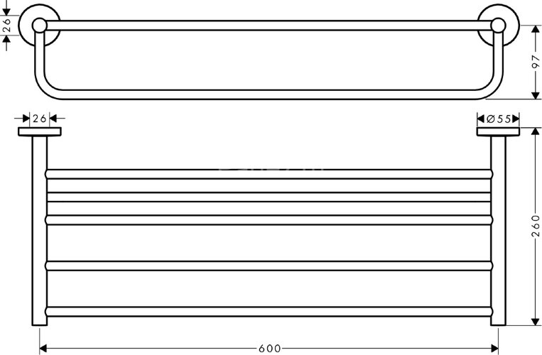 Полка для полотенец Hansgrohe Logis Universal с держателем, хром (41720000)