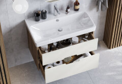 Тумба под раковину AQUATON Оливия 80 Бежевый/Дуб веллингтон (1A283101OLVG0)