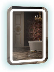 Зеркало AZARIO Мальта New 550*800 c подсветкой и диммером, сенсор выкл+подогрев+часы внешней настрой