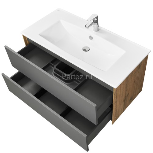 Тумба под раковину AQUATON Сохо 100 подвесная, Слэйт\Галька серая (1A258201AJ9A0)