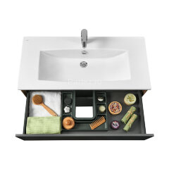 Тумба под раковину AQUATON Сохо 100 подвесная, Слэйт\Галька серая (1A258201AJ9A0)