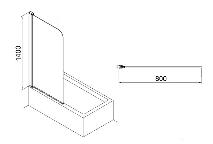 Шторка для ванны Azario Merrit 80х140 цвет профиля серебро (AZ-NF6310 800)