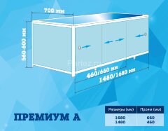 Экран для ванны Метакам ПРЕМИУМ А 1,48 алюминиевый каркас, белый (CS00010183)