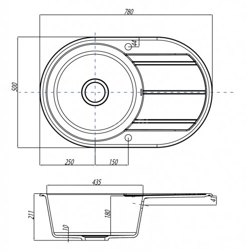 Кухонная мойка AQUATON Амира, графит (1A712932AI210)