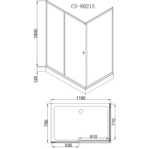 Душевое ограждение Loranto 120х80х195, поддон 13 см (CS-8021S)