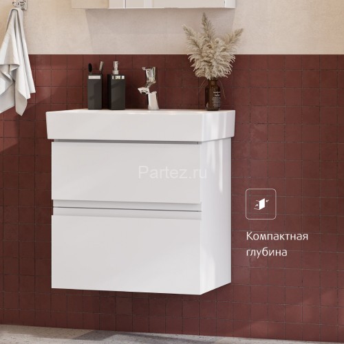 Тумба под раковину Roca Oleta 60 подвесная, 2 ящика, белый глянец (A857639806)