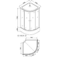 Душевая кабина LORANTO CS-6610-25 G 100х100х215 прозрачное стекло 4мм, поддон 25 см, черная