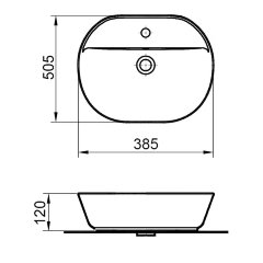 Раковина накладная Azario 505х385х120 овальная, белый (AZ-2202)