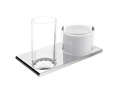 Двойной держатель Keuco Edition 400 со стаканом и дозатором жидкого мыла, хром (11553019000)