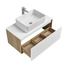 Тумба под раковину Aquaton Либерти 90 дуб эльвезия, белый глянец (1A279901LYC70)