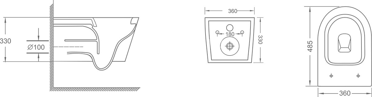 Унитаз подвесной Loranto KROSA 360х485х330 с системой смыва "Tornado", в комплекте с быстросъемным с