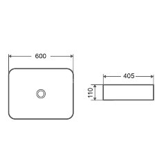 Раковина-чаша Azario 600х405х110 накладная, прямоугольная, черный матовый (AZ-2174-MB)