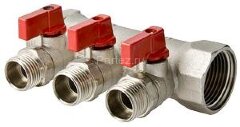 Коллектор с отсекающими кранами 1"х2х1/2" VALTEC