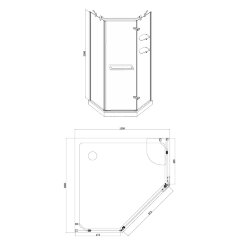 Душевое ограждение Azario MONTREAL 1000х1000х2000 R, со стеклянной полкой, без поддона, прозрачное стекло 8 мм,цвет профиля золото (AZ-NWG3231 1000 R)