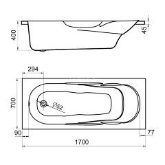 Ванна акриловая Santek Касабланка M 170х70, прямоугольная, белая