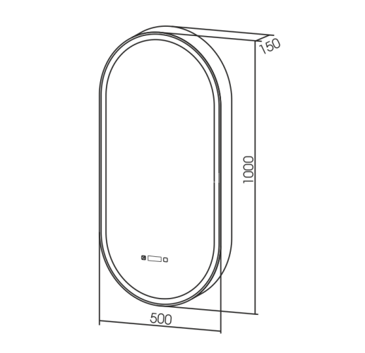 Зеркало-шкаф AZARIO Soho Black 500х1000 - 3.1 ЖК-часы, подогрев, сенсорный выключатель с функцией ди