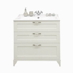 Тумба под раковину AQUATON Леон 80 Н напольная, дуб белый (1A187801LBPS0)